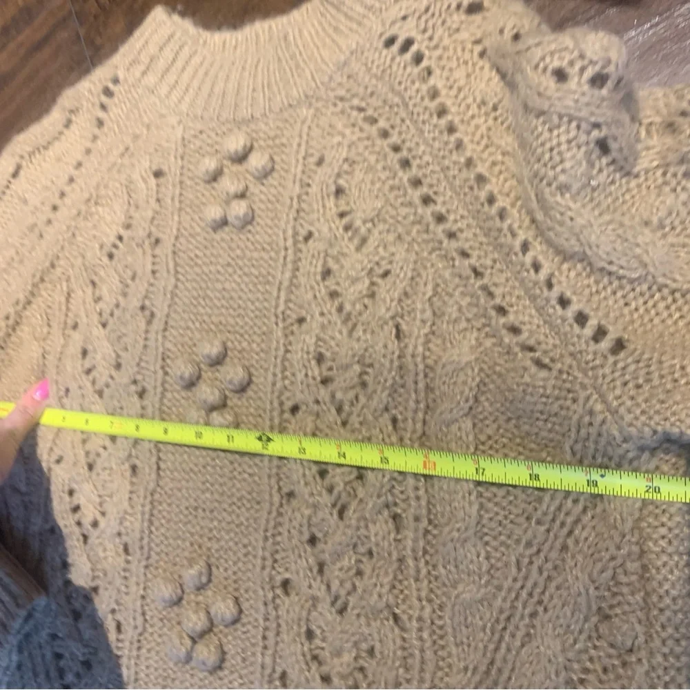 J Crew | Cable-knit pointelle sweater with popcorn flowers - Picture 7 of 8